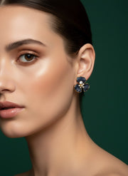 Classic Black Floral Studs Earrings