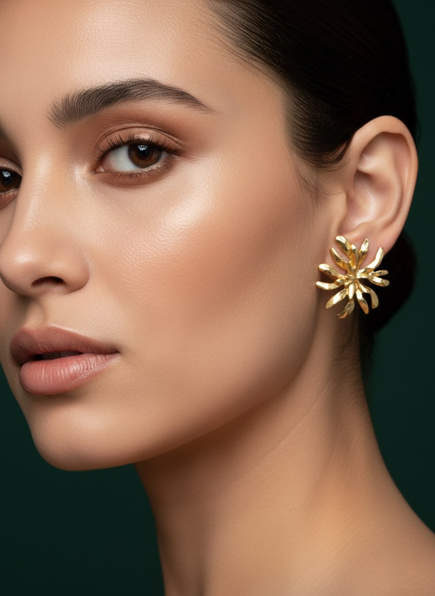 Golden Floral Studs