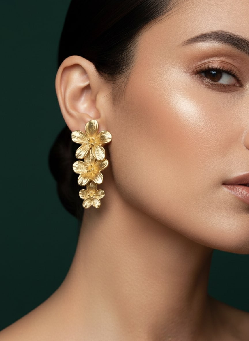 Unique Flower Design Drop Earring