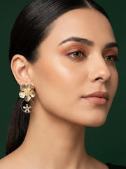 Golden Floral With Ring Earrings
