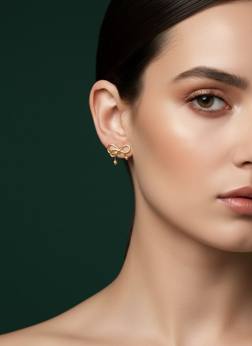 Beautiful Golden Bow Studs