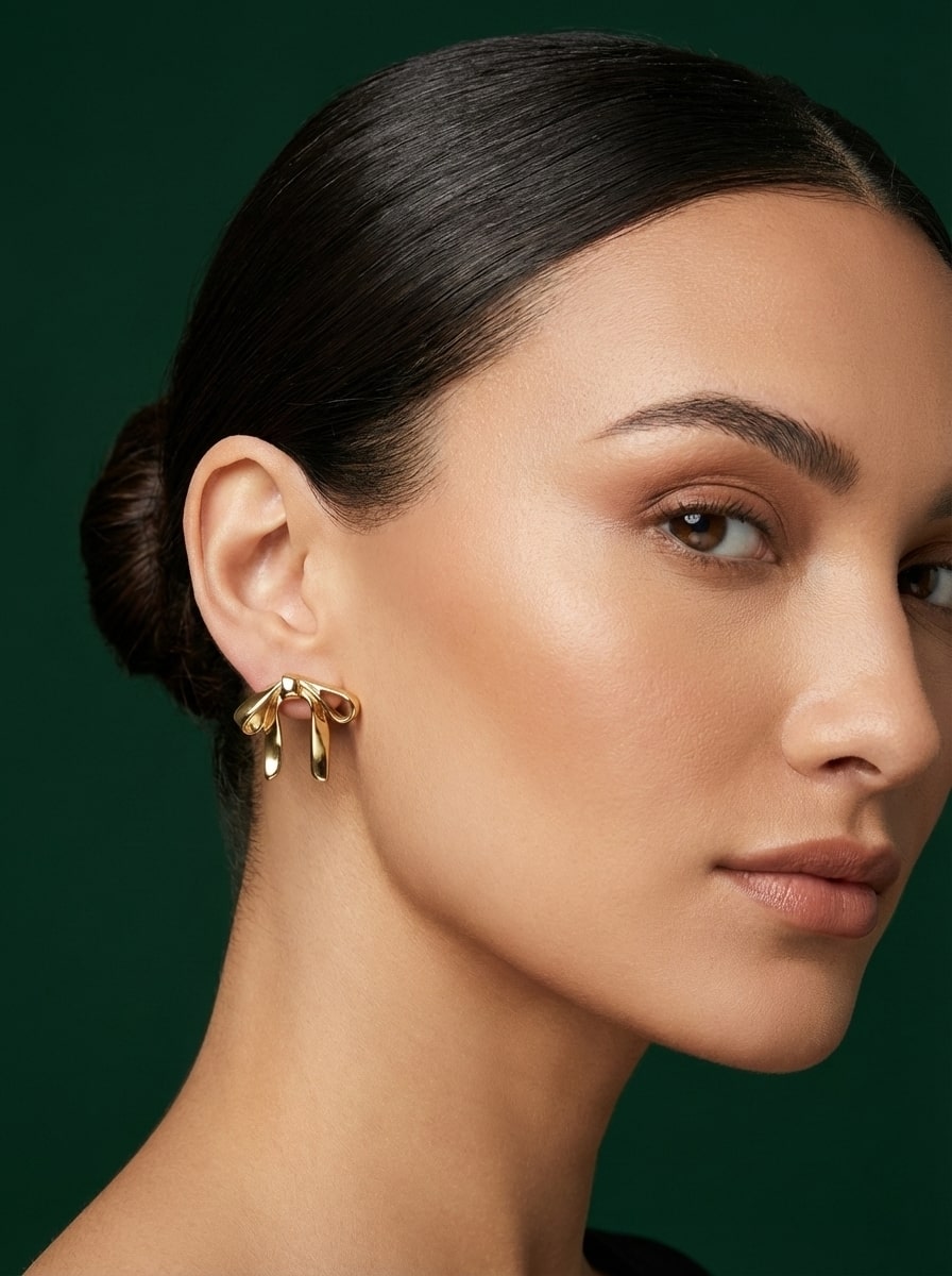 Beautiful Golden Bow Studs