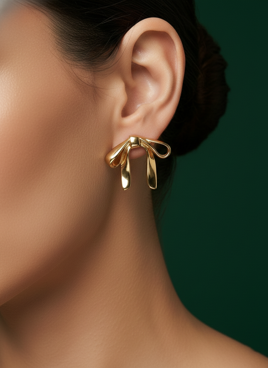 Beautiful Golden Bow Studs