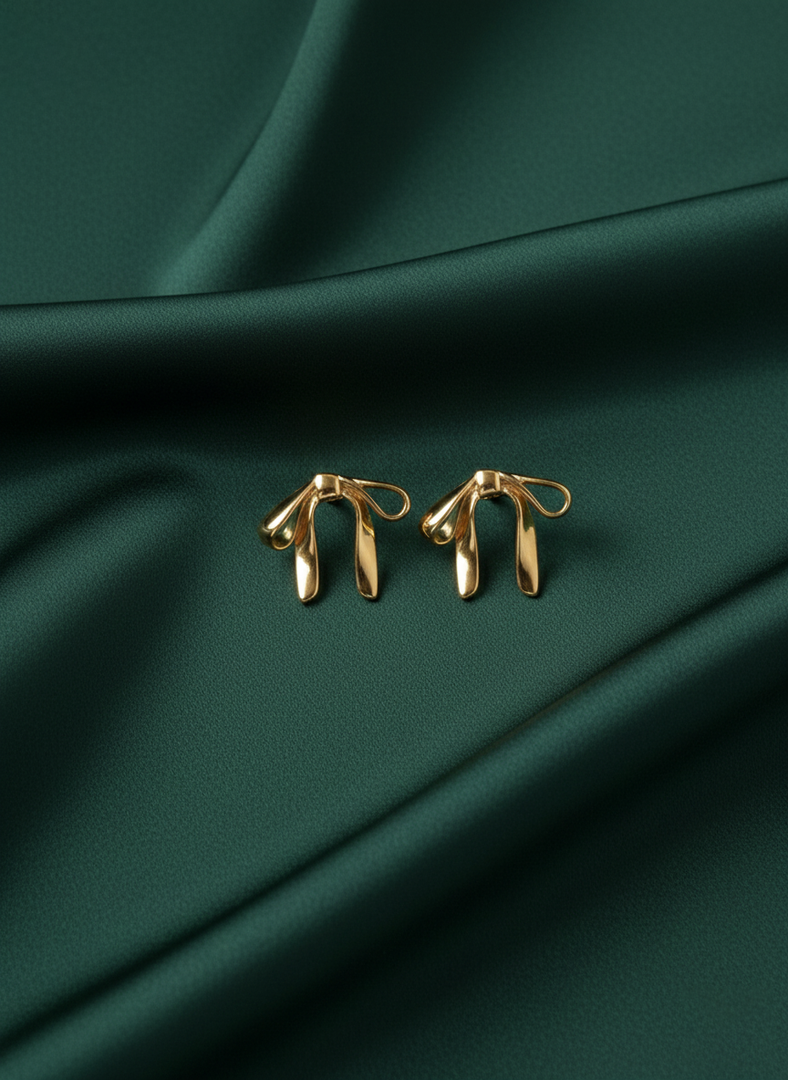 Beautiful Golden Bow Studs