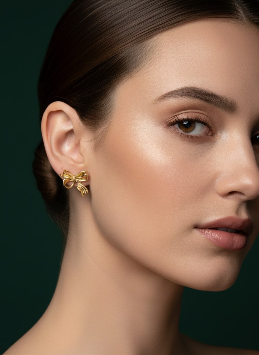 Stylish Golden Bow Studs
