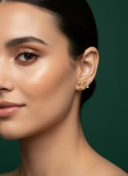 Golden Stylish Bow Design Studs