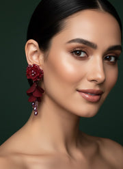 Beautiful Rose Flower With Petals Drop Earrings