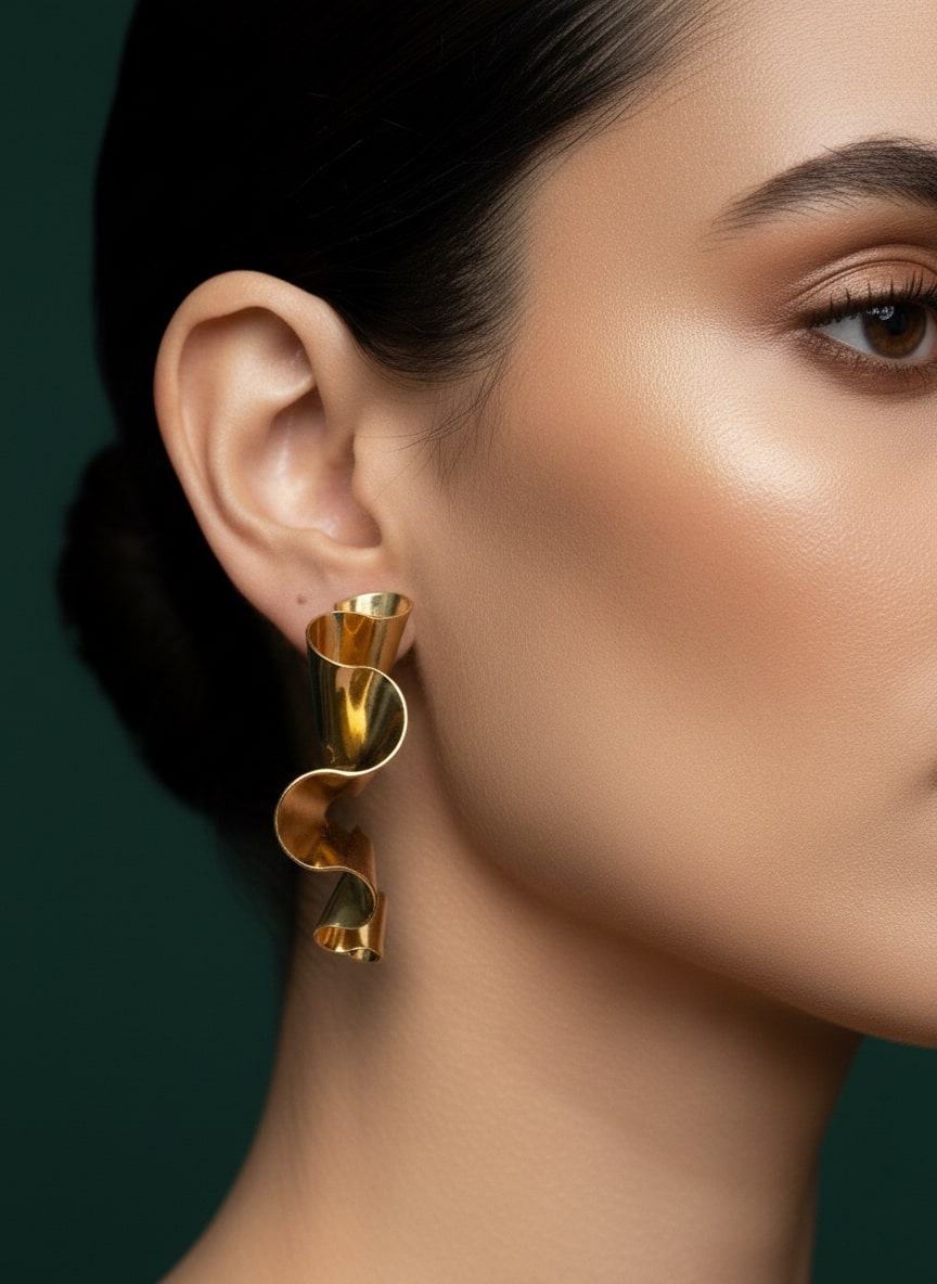 Gold-Plated Twisted Drop Earrings