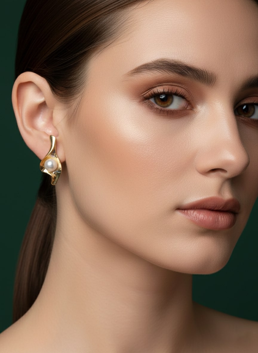 Beautiful Leaf With Pearl Earrings