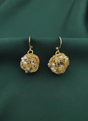 Golden Bulb style hoop with Pearls