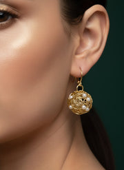 Golden Bulb style hoop with Pearls