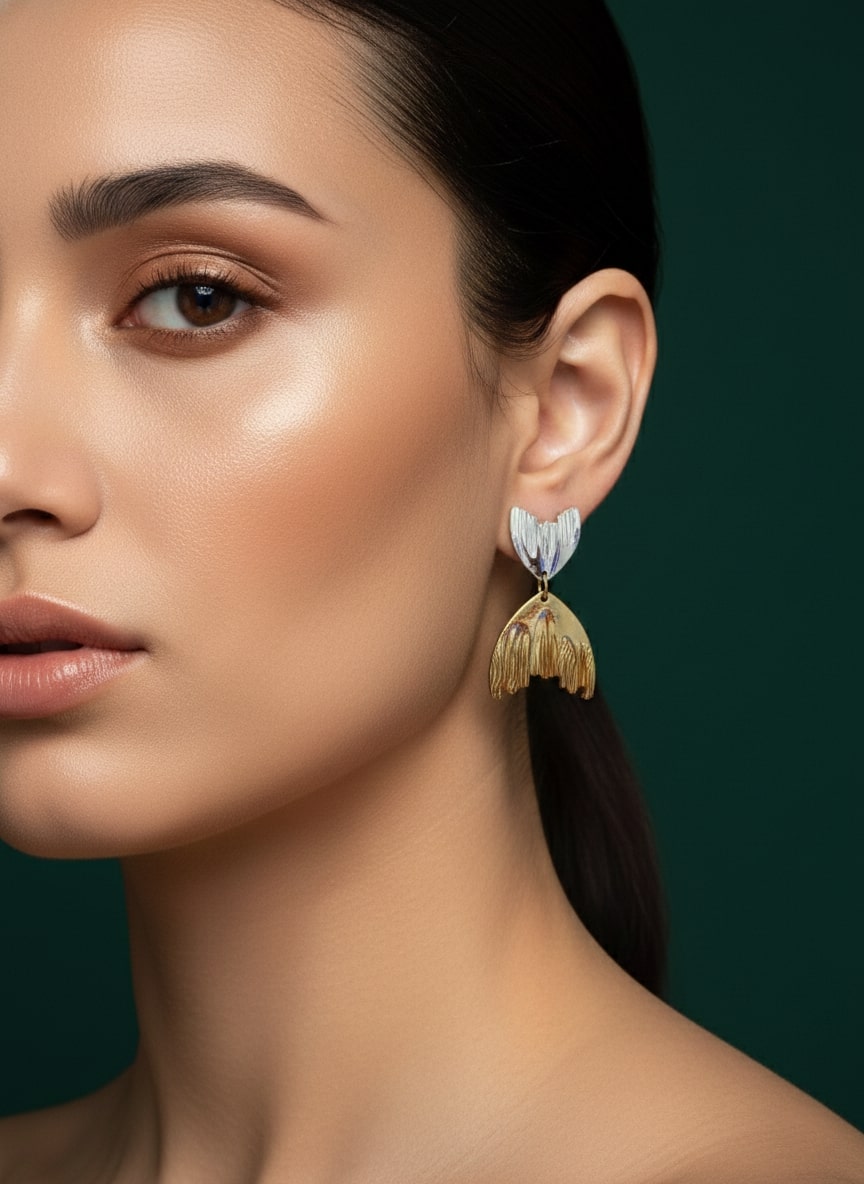 Gold & Silver Sea Shell Earring
