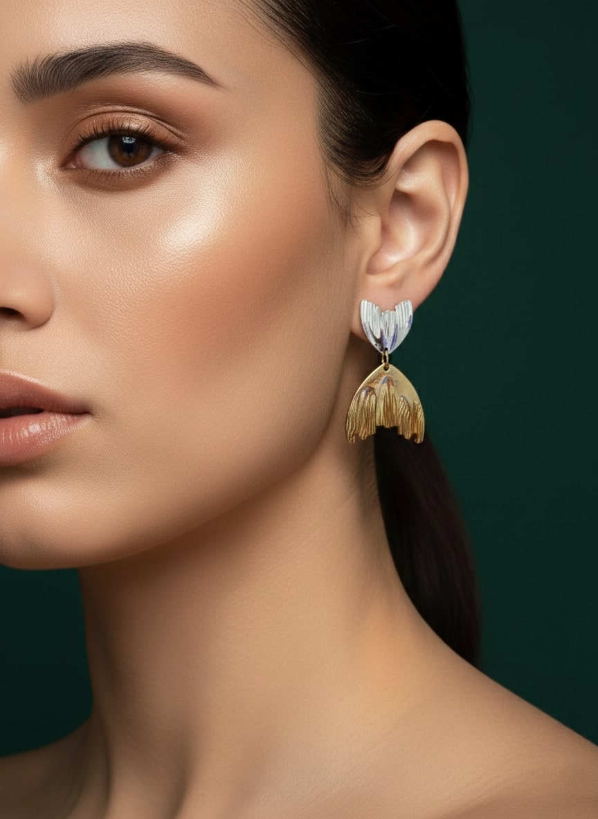 Gold & Silver Sea Shell Earring