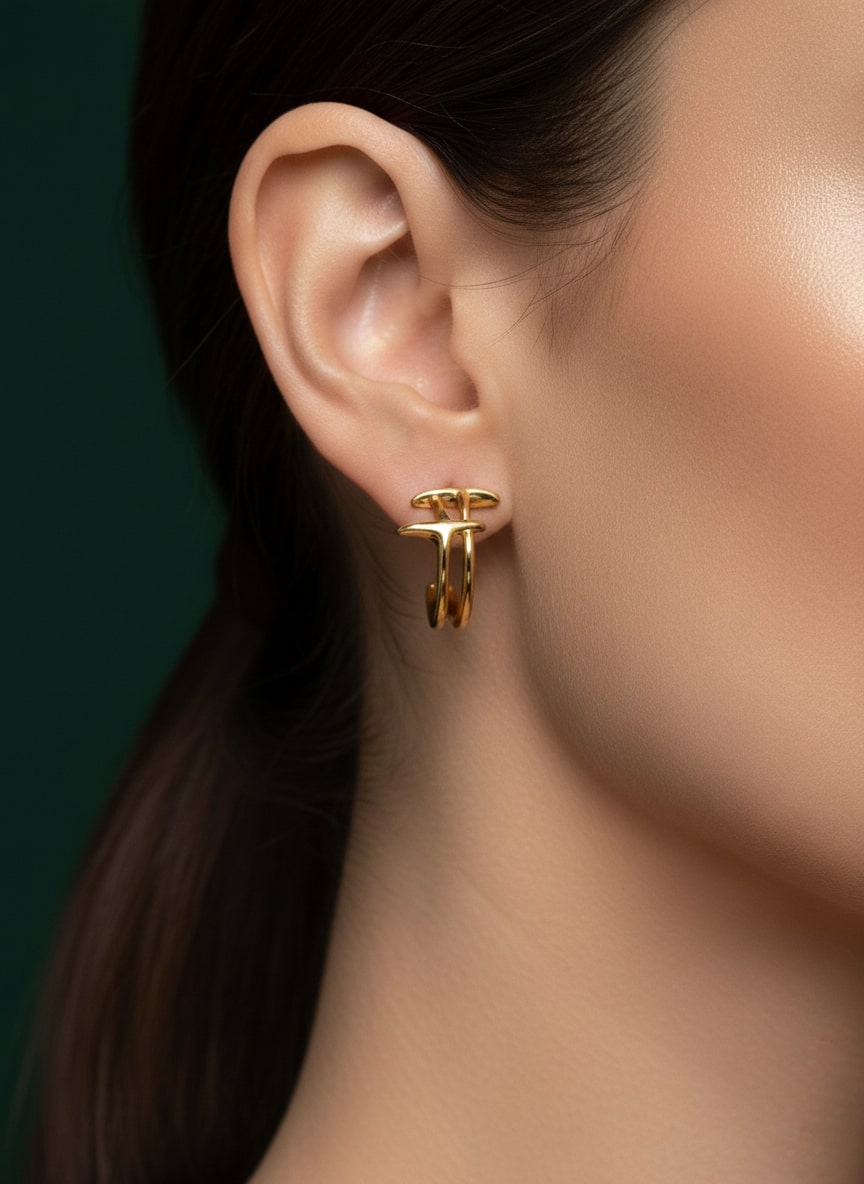 Golden Daball ring hoops