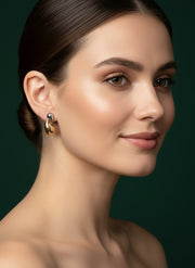 Beautiful Silver and Golden Teadrop Studs