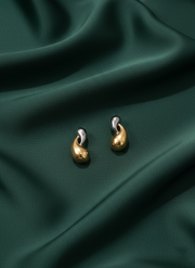 Beautiful Silver and Golden Teadrop Studs