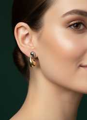 Beautiful Silver and Golden Teadrop Studs