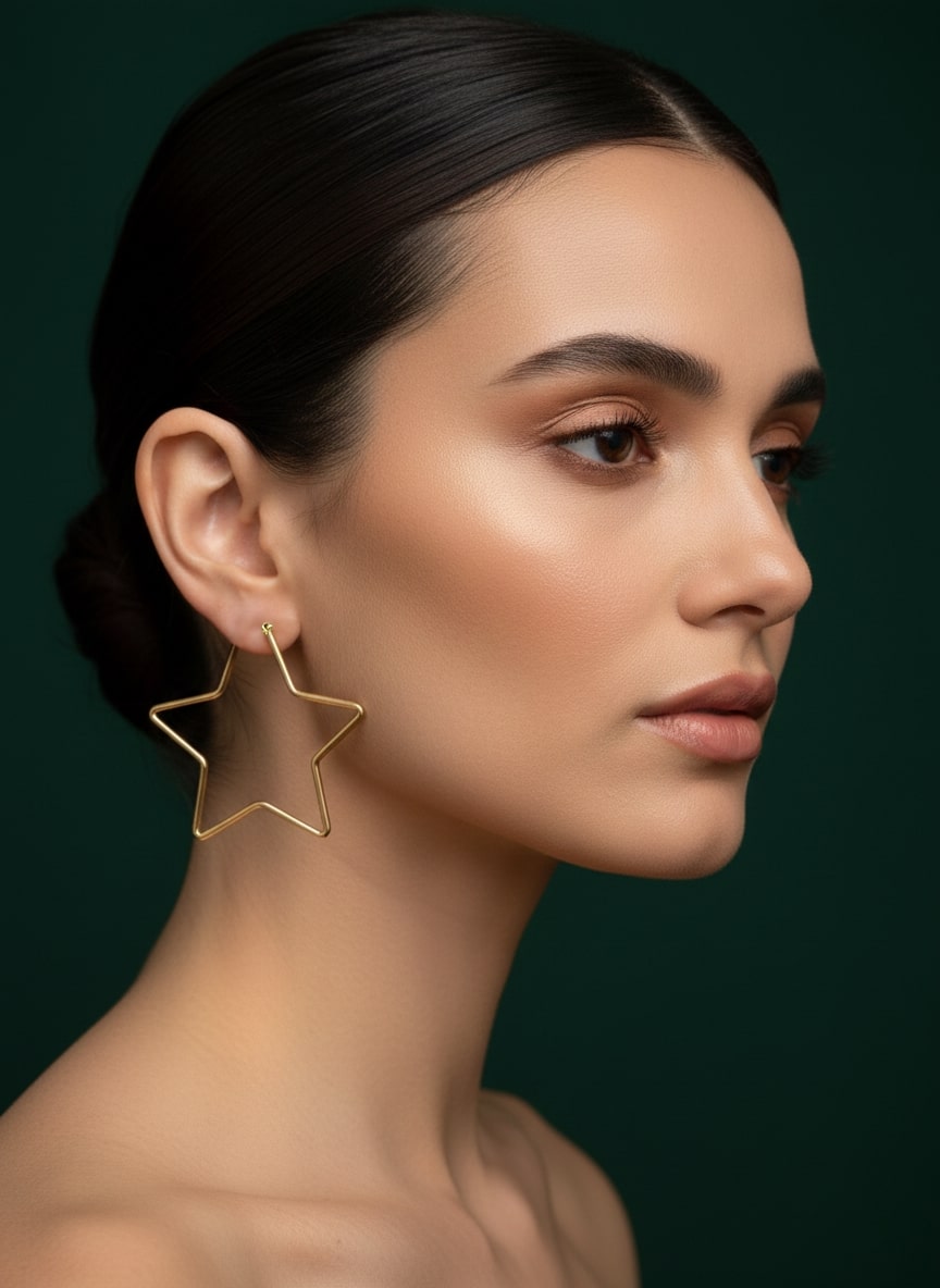 Golden Star Shaped Earrings