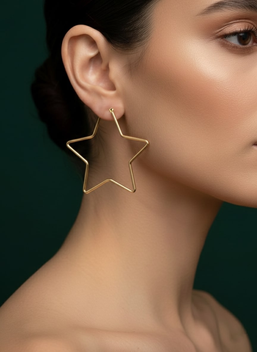 Golden Star Shaped Earrings