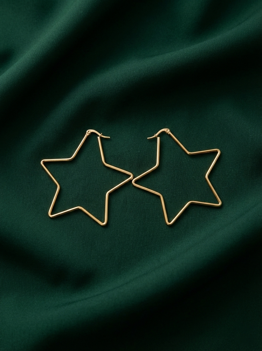 Golden Star Shaped Earrings