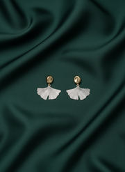 Fancy Golden Beads with Silver Petal Earrings