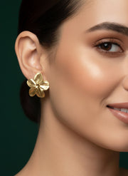 Golden Fancy Flower Shaped Studs
