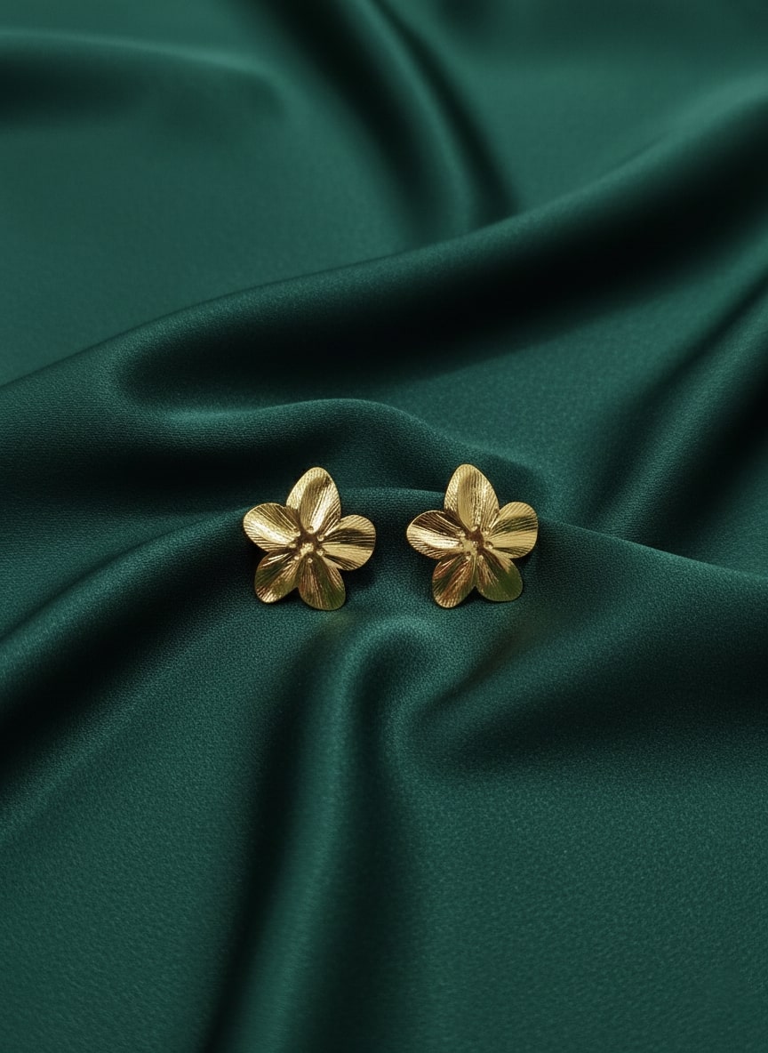 Golden Fancy Flower Shaped Studs