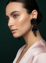 Beautiful Rose Flower With Petals Drop Earrings