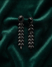 Fancy Black Beaded Drop Earrings