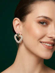 Unique Heart Shaped have with Pearls Earrings
