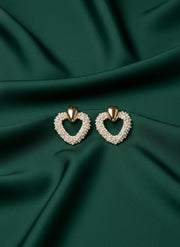 Unique Heart Shaped have with Pearls Earrings