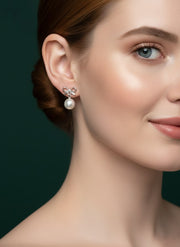 Trendy Bow With Beautiful Pearl Earrings