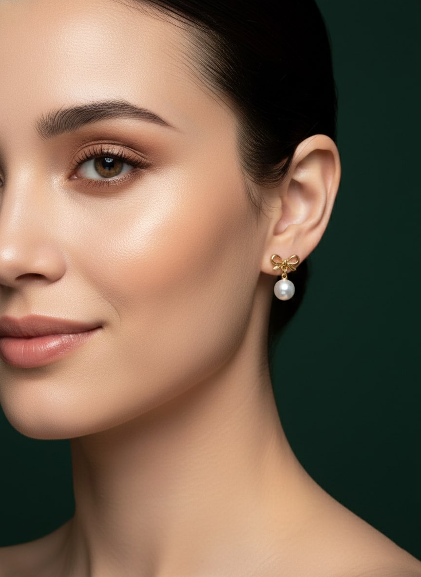 Trendy Bow With Beautiful Pearl Earrings