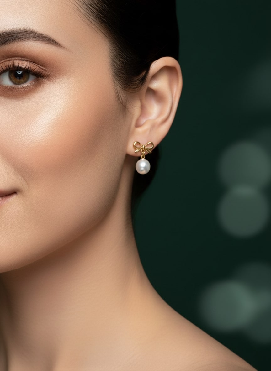 Trendy Bow With Beautiful Pearl Earrings
