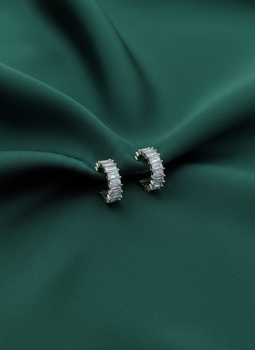 Silver Plated American Diamond Hoops