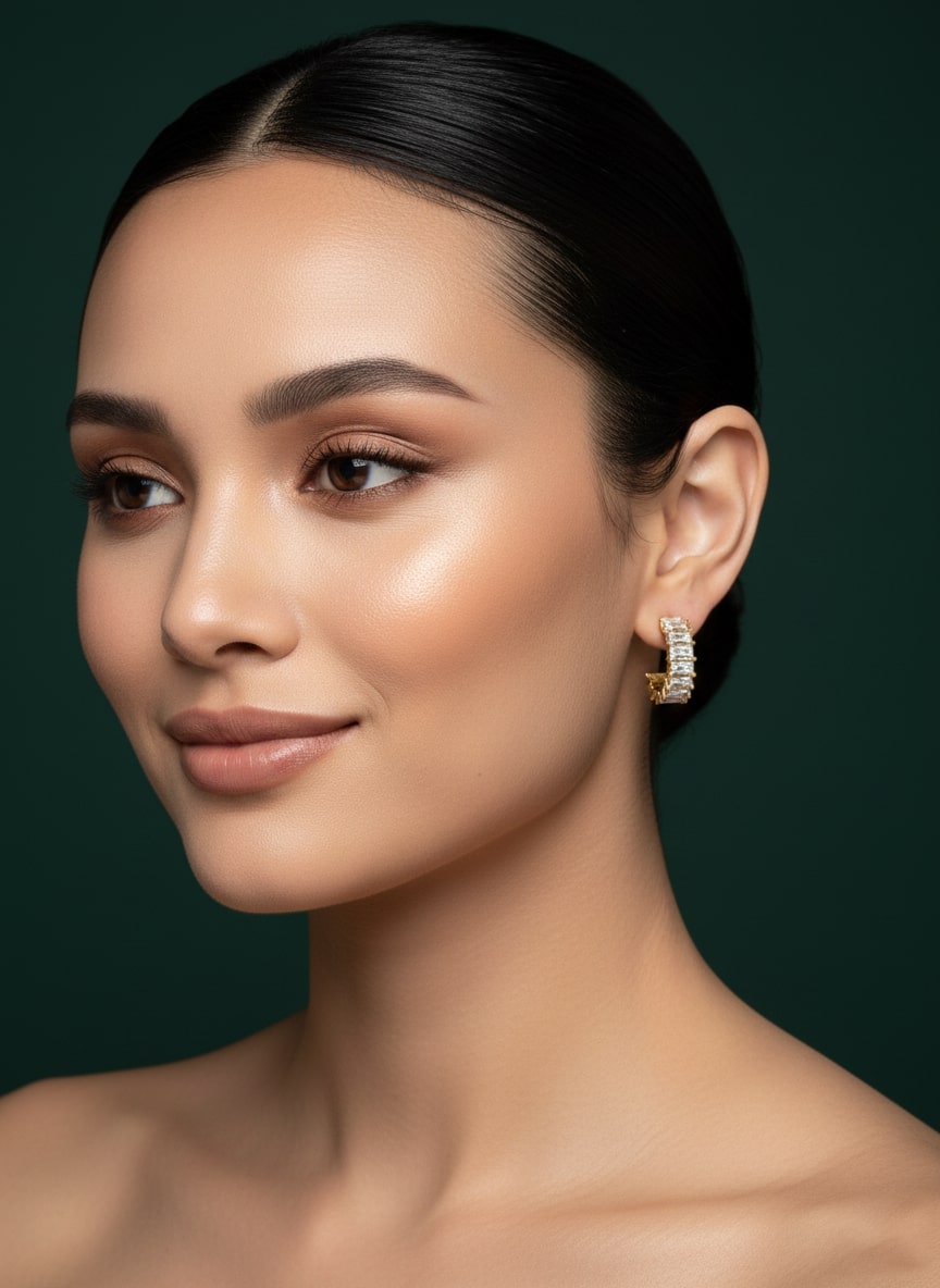 Fancy American Diamond Bali Hoops