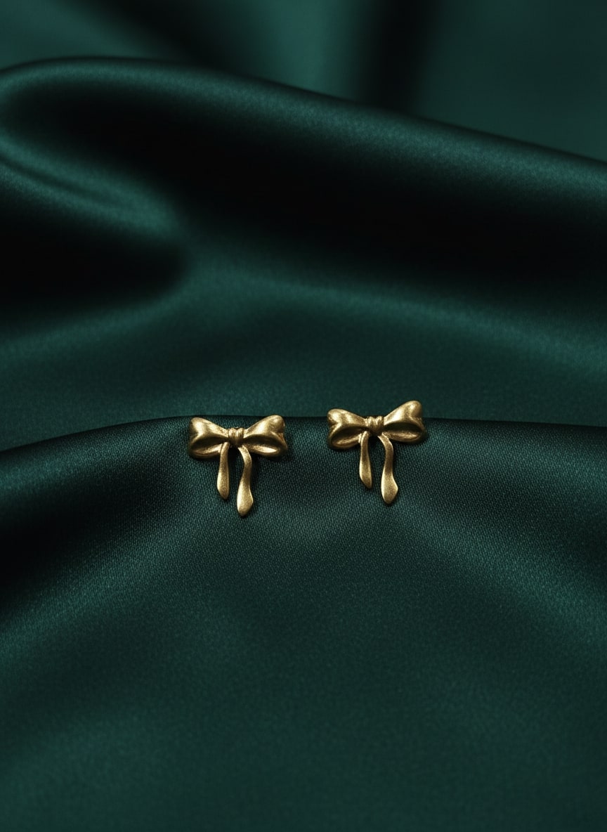 Fancy Golden Bow Style Studs