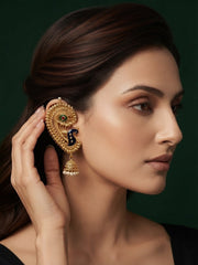 Gold Plated Peacock Ethnic Design Ear Cuff