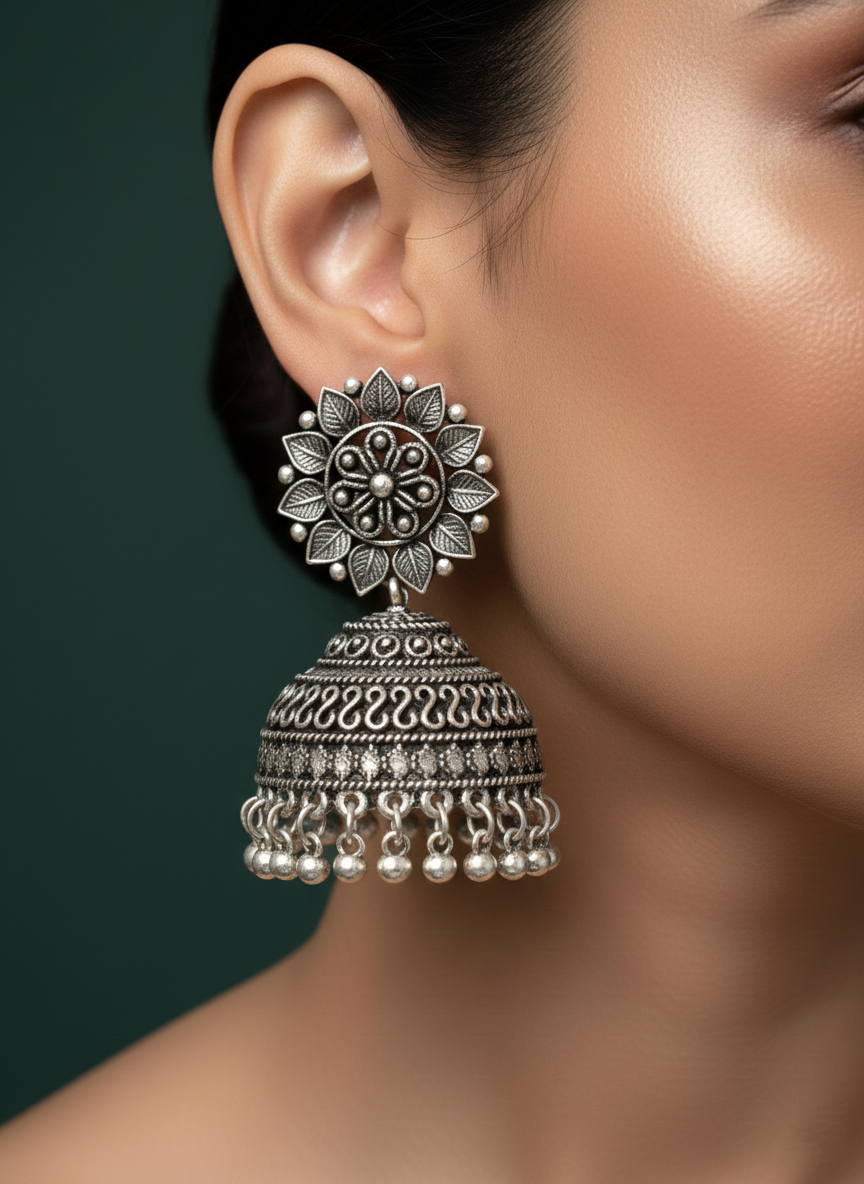 German Silver Jhumka Earring