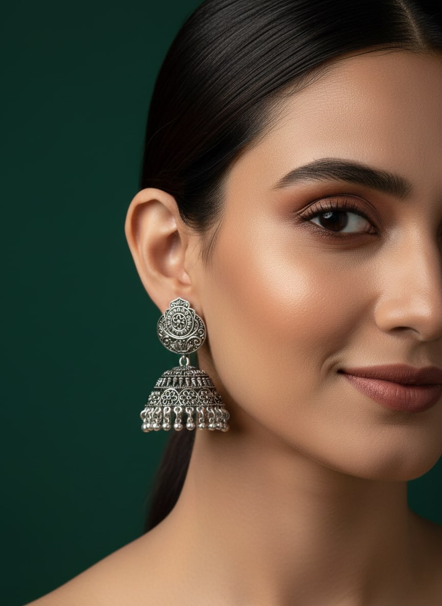 German Silver Jhumka Earring