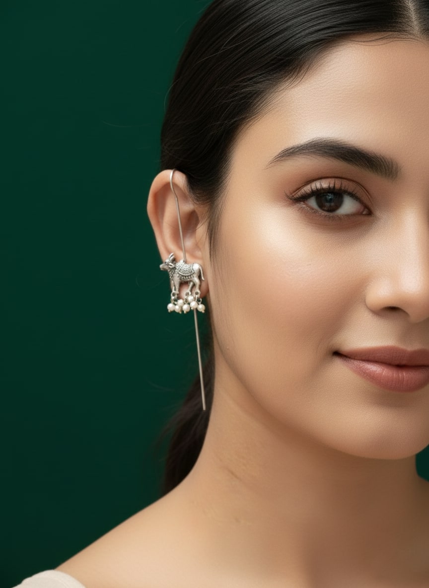 Silver Plated South Indian Style Ear Cuff