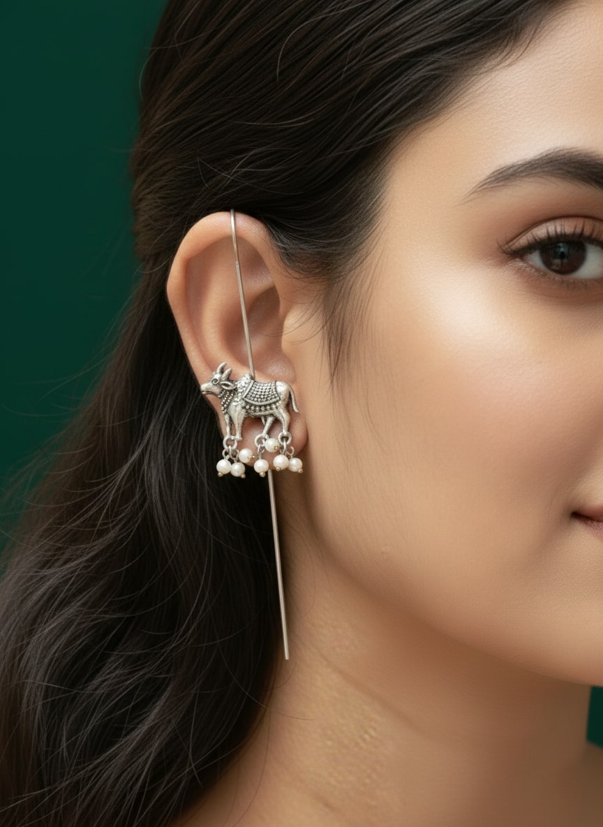 Silver Plated South Indian Style Ear Cuff