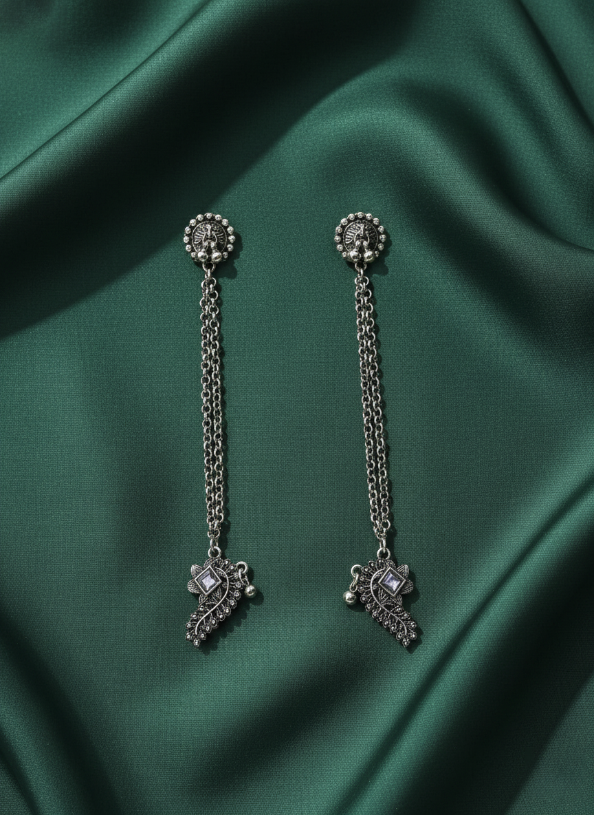 German Silver Link Chain Ear Cuff Earrings