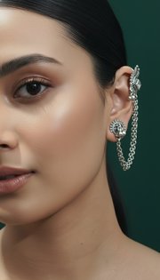 German Silver Link Chain Ear Cuff Earrings