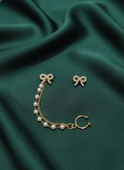 Unique Style Chain Ear Cuff With Bow Studs