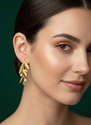 White Studs with Hanging Cherry Earrings
