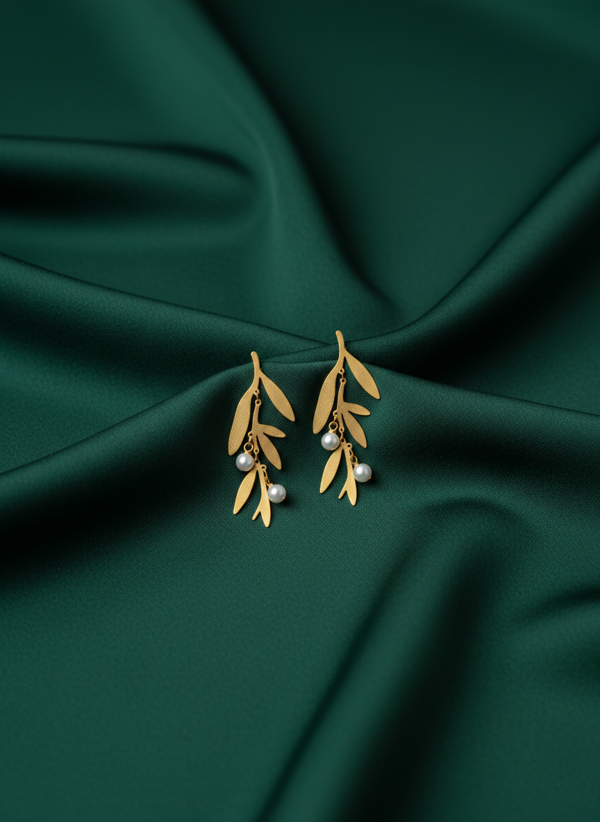 White Studs with Hanging Cherry Earrings