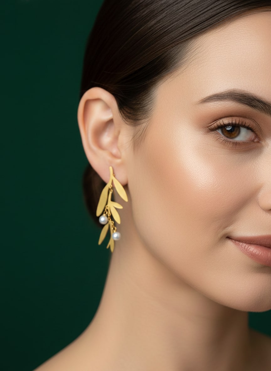 White Studs with Hanging Cherry Earrings