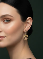 Artificial Diamond With Fancy Beaded Ring Earrings