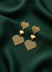 Golden Beautiful Heart Earrings